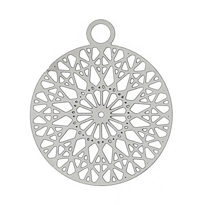 The Bead Store 22x18mm Round Stainless Steel Filigree Pendant