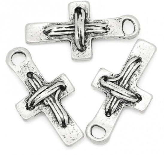 The Bead Store 23x12mm Antique Silver Plated Cross Pendant 