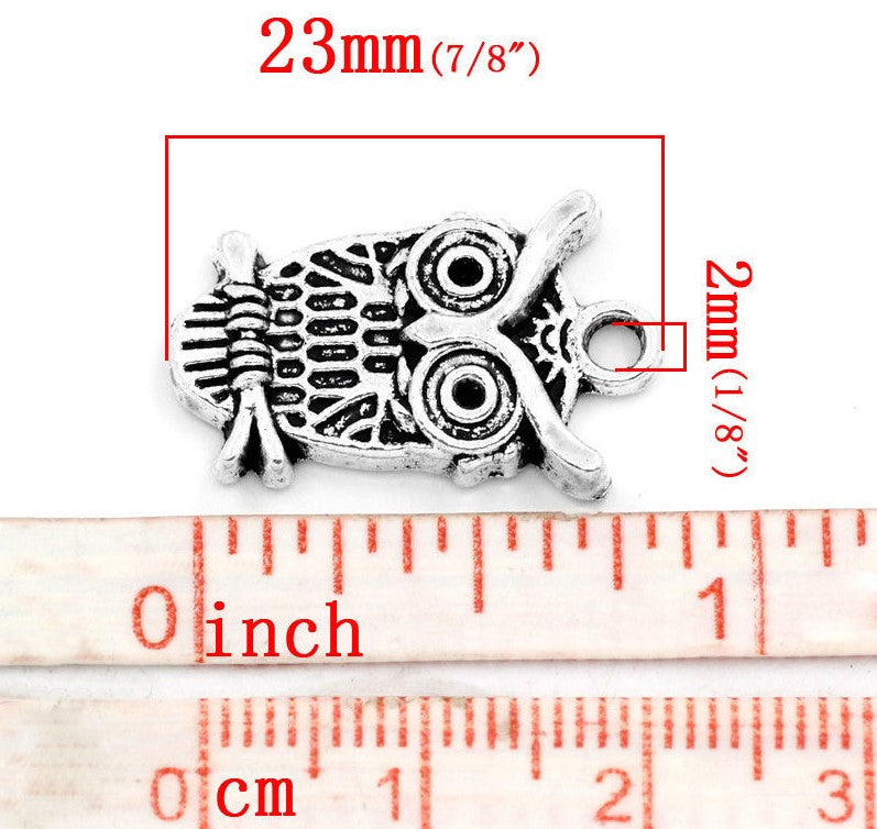 The Bead Store 23x15mm Antique Silver Plated Halloween Owl Charm