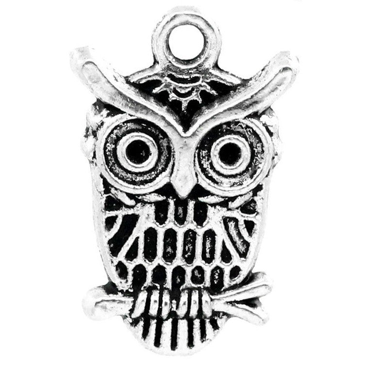 The Bead Store 23x15mm Antique Silver Plated Halloween Owl Charm