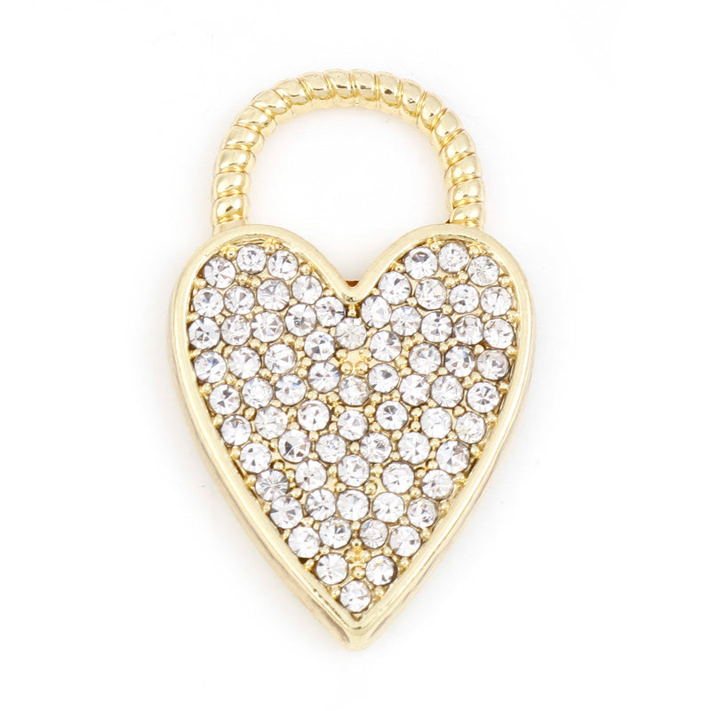 The Bead Store 23x15mm Gold Plated Heart Pendant with Crystals 