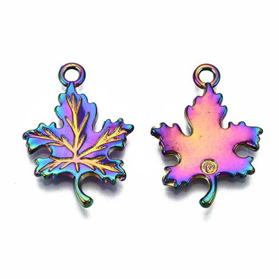 The Bead Store 23x16mm Multicolour Plated Maple Leaf Charm