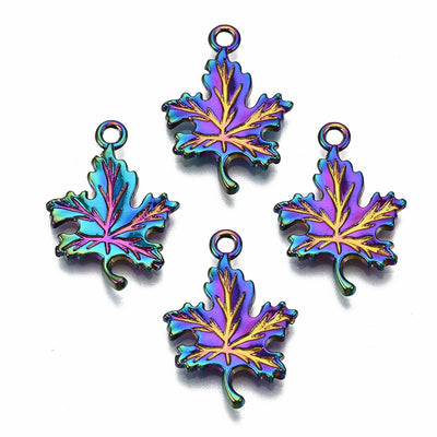 The Bead Store 23x16mm Multicolour Plated Maple Leaf Charm