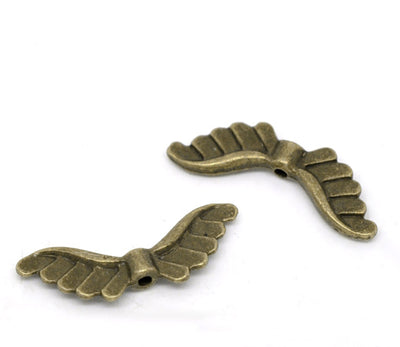The Bead Store 24x8mm Antique Bronze Plated Angel Wings Beads Pack of 5