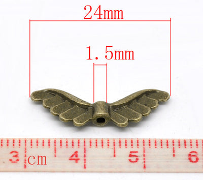 The Bead Store 24x8mm Antique Bronze Plated Angel Wings Beads Pack of 5