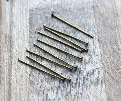 The Bead Store 25mm Antique Bronze Plated Head Pins Pack of 100