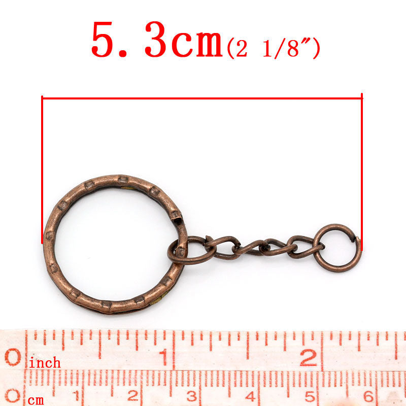 The Bead Store 25mm Antique Copper Split Key Rings with Chain