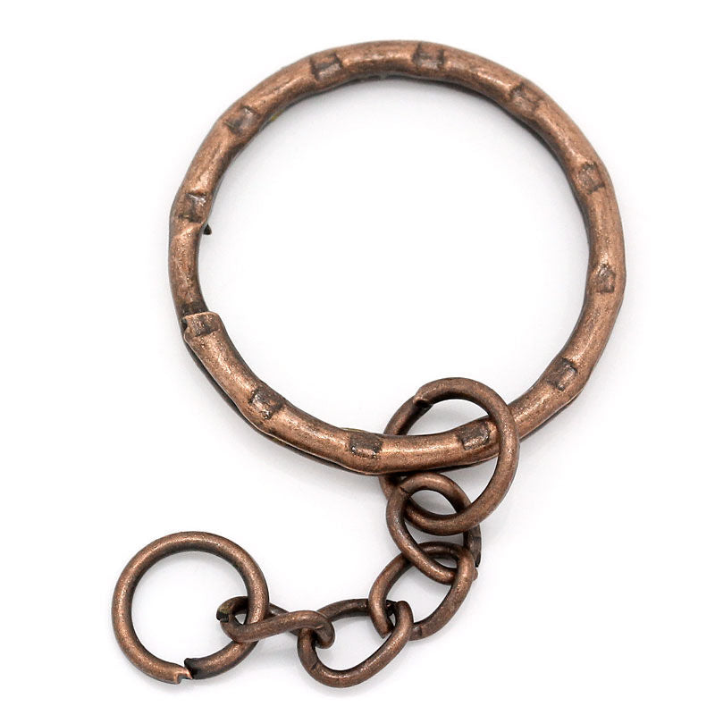 The Bead Store 25mm Antique Copper Split Key Rings with Chain