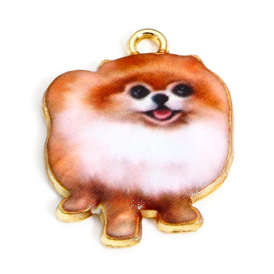 The Bead Store 25mm Gold Plated Enamelled Dog Charm 