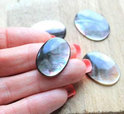 The Bead Store 25x18mm Mother of Pearl Black Lip Cabochon 