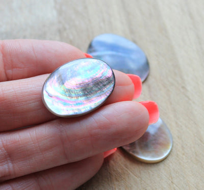 The Bead Store 25x18mm Mother of Pearl Black Lip Cabochon 