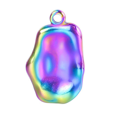 The Bead Store 26x16mm Multicolour Plated Irregular Flat Nugget Pendant