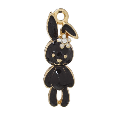 The Bead Store 26x9mm Black Enamel Easter Bunny Charm with Crystal