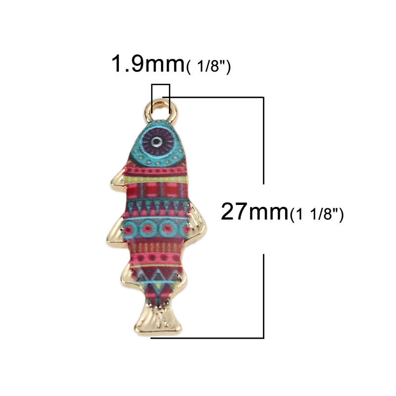 The Bead Store 27mm Gold Plated Enamelled Fish Charm 