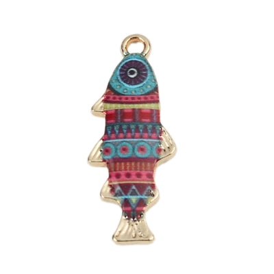 The Bead Store 27mm Gold Plated Enamelled Fish Charm 