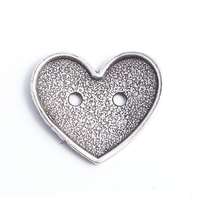 The Bead Store 27x24mm Antique Silver Hammered Heart Button 