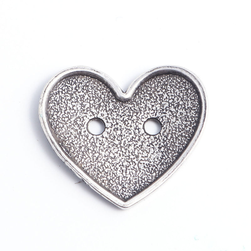 The Bead Store 27x24mm Antique Silver Hammered Heart Button 