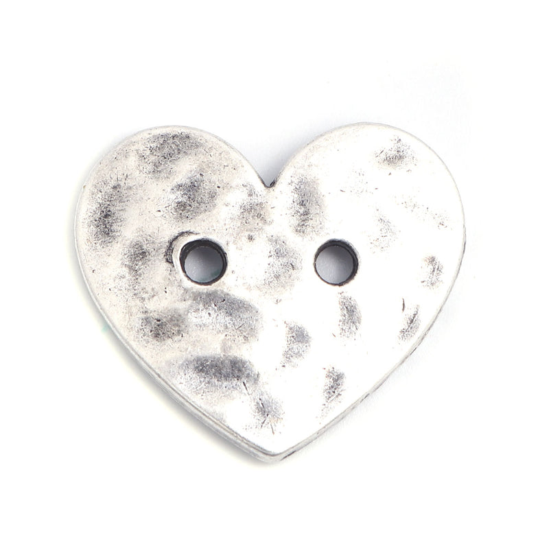 The Bead Store 27x24mm Antique Silver Hammered Heart Button 