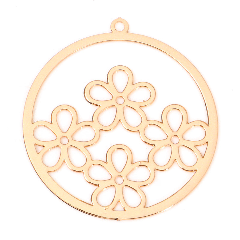 The Bead Store 27x25mm KC Gold Plated Filigree Pendant ~ Flowers