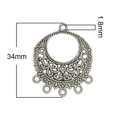 The Bead Store 27x34mm Antique Silver Multi-Loop Connectors / Chandeliers 
