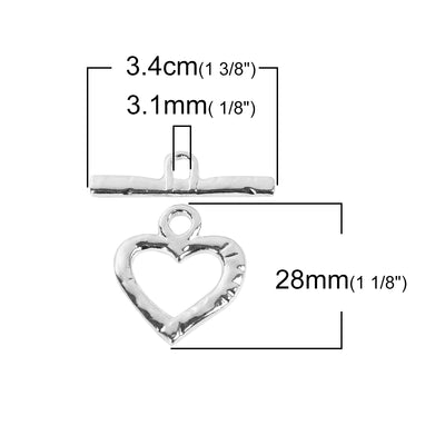 The Bead Store 28mm Large Silver Plated Heart Toggle Clasp 