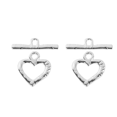 The Bead Store 28mm Large Silver Plated Heart Toggle Clasp 