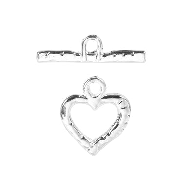 The Bead Store 28mm Large Silver Plated Heart Toggle Clasp 