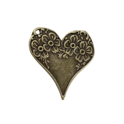 The Bead Store 28mm x26mm Antique Bronze Plated Floral Heart Pendant