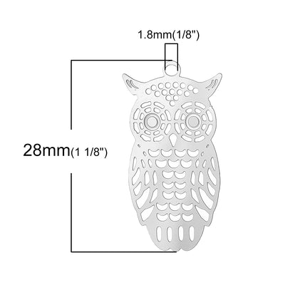 The Bead Store 28x15mm Stainless Steel Filigree Owl Pendant 