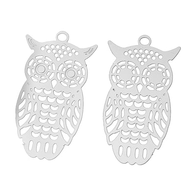 The Bead Store 28x15mm Stainless Steel Filigree Owl Pendant 