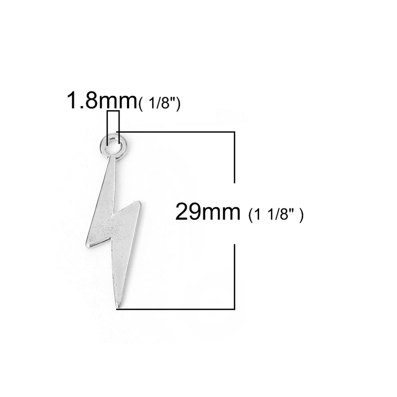 The Bead Store 29x9mm Rhodium Plated Lightning Charm ~ Pack of 2