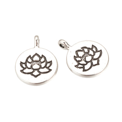 The Bead Store Antique Silver Plated Lotus Charms ~ 20x15mm