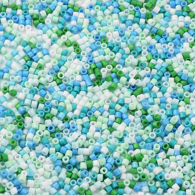The Bead Store 2mm Cylinder Seed Beads Blue Mix ~ 5g