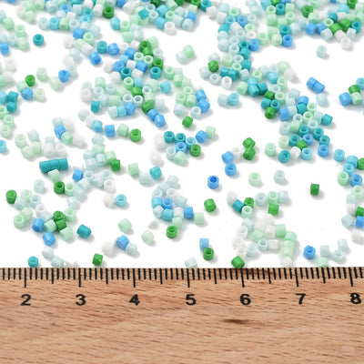 The Bead Store 2mm Cylinder Seed Beads Blue Mix ~ 5g
