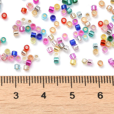 The Bead Store 2mm Cylinder Seed Beads Mixed Silver Lined Colours ~ 5g