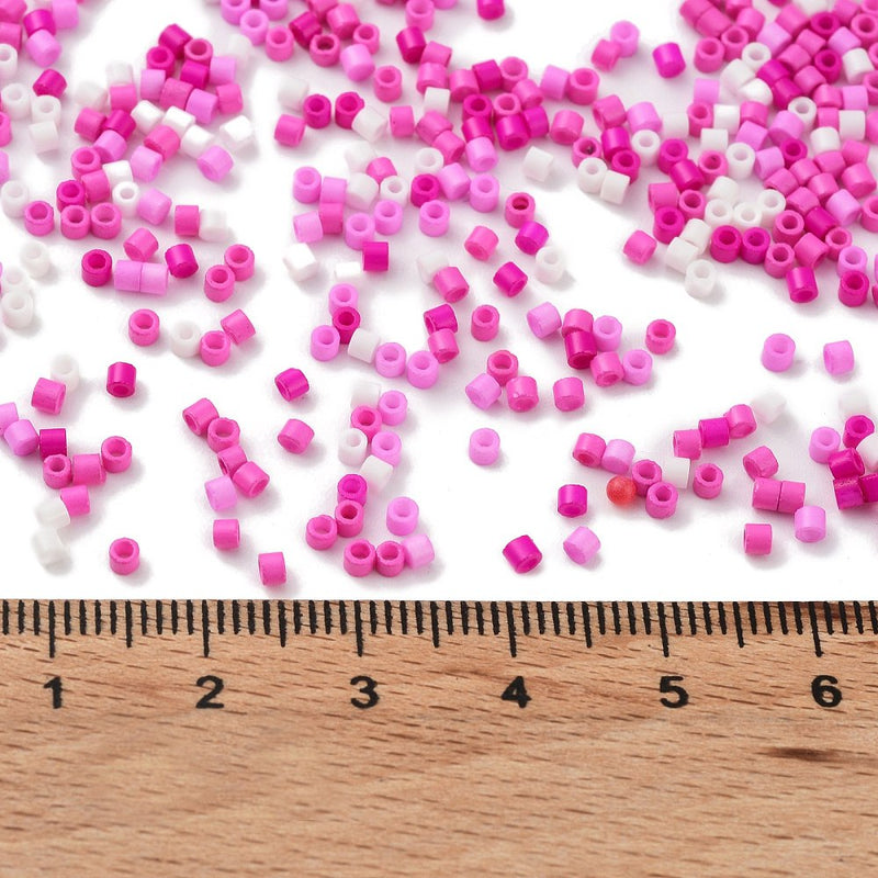 The Bead Store 2mm Cylinder Seed Beads Pink Mix ~ 5g