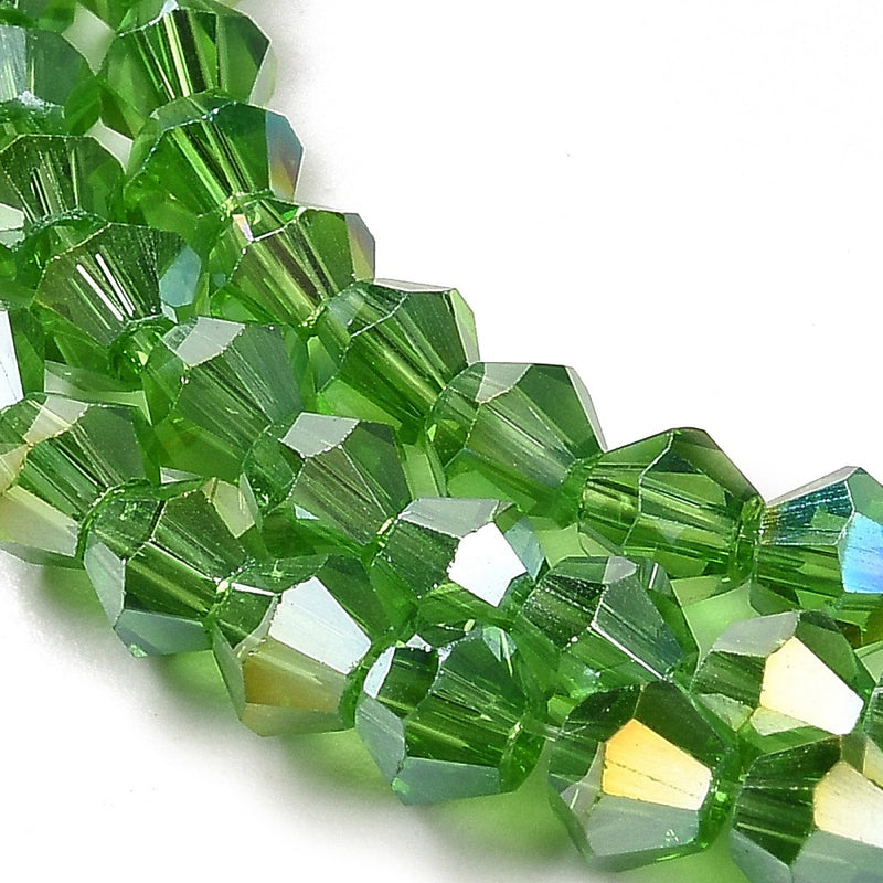The Bead Store 2mm Glass Bicones ~ Green AB ~ approx. 150 beads