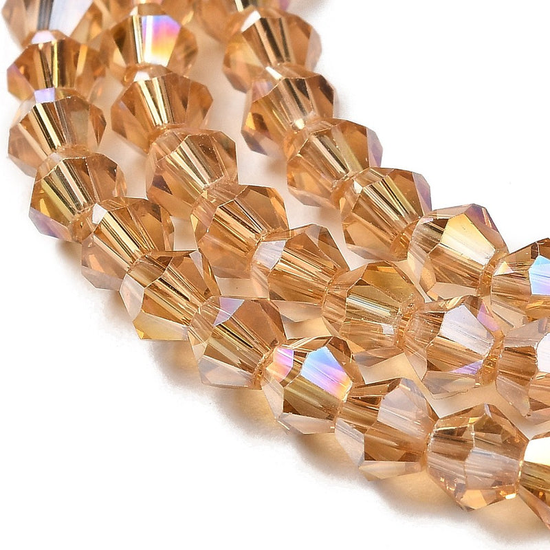 The Bead Store 2mm Glass Bicones ~ Lustred Gold ~ approx. 150 beads