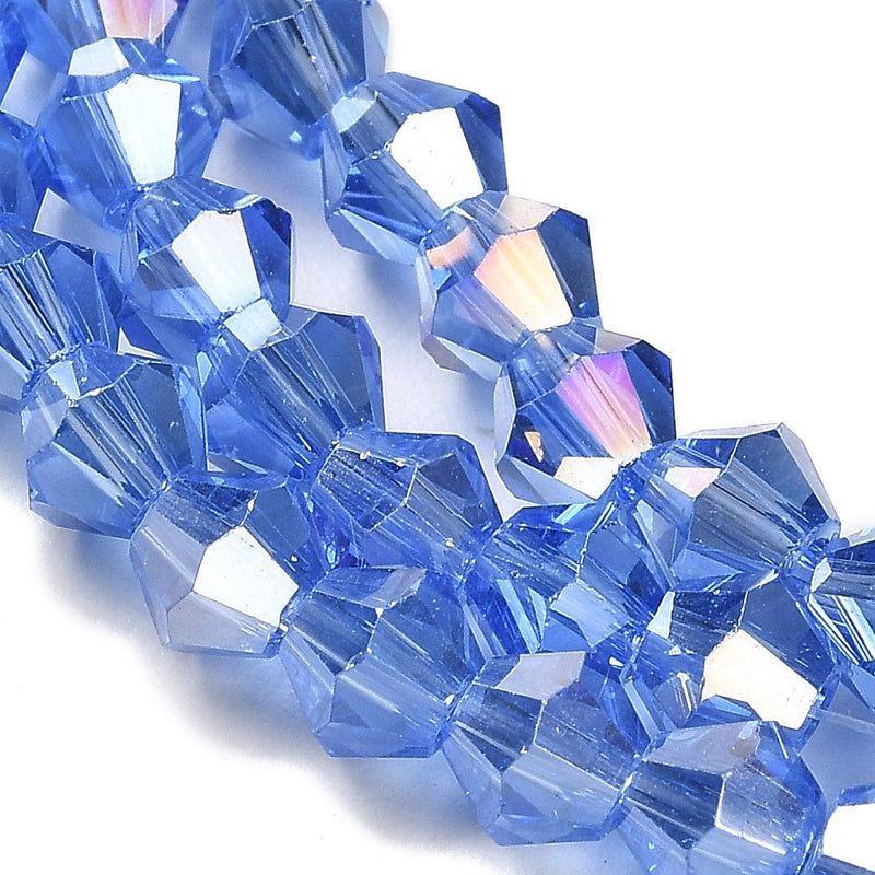 The Bead Store 2mm Glass Bicones ~ Lustred Lt. Sapphire ~ approx. 150 beads