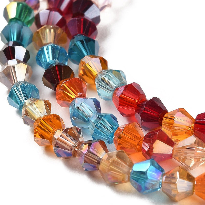 The Bead Store 2mm Glass Bicones ~ Lustred Mixed Colours ~ approx. 150 beads