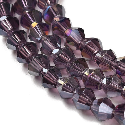 The Bead Store 2mm Glass Bicones ~ Lustred Purple ~ approx. 150 beads
