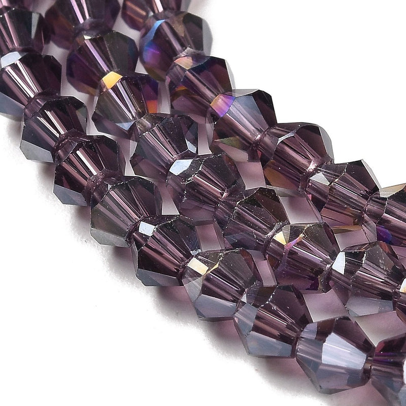 The Bead Store 2mm Glass Bicones ~ Lustred Purple ~ approx. 150 beads
