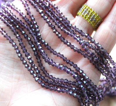 The Bead Store 2mm Glass Bicones ~ Purple ~ approx. 150 beads