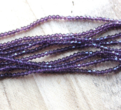 The Bead Store 2mm Glass Bicones ~ Purple ~ approx. 150 beads