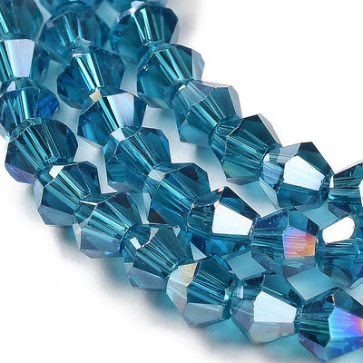 The Bead Store 2mm Glass Bicones ~ Steel Blue AB ~ approx. 150 beads
