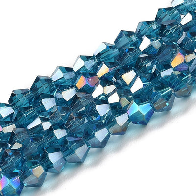 The Bead Store 2mm Glass Bicones ~ Steel Blue AB ~ approx. 150 beads