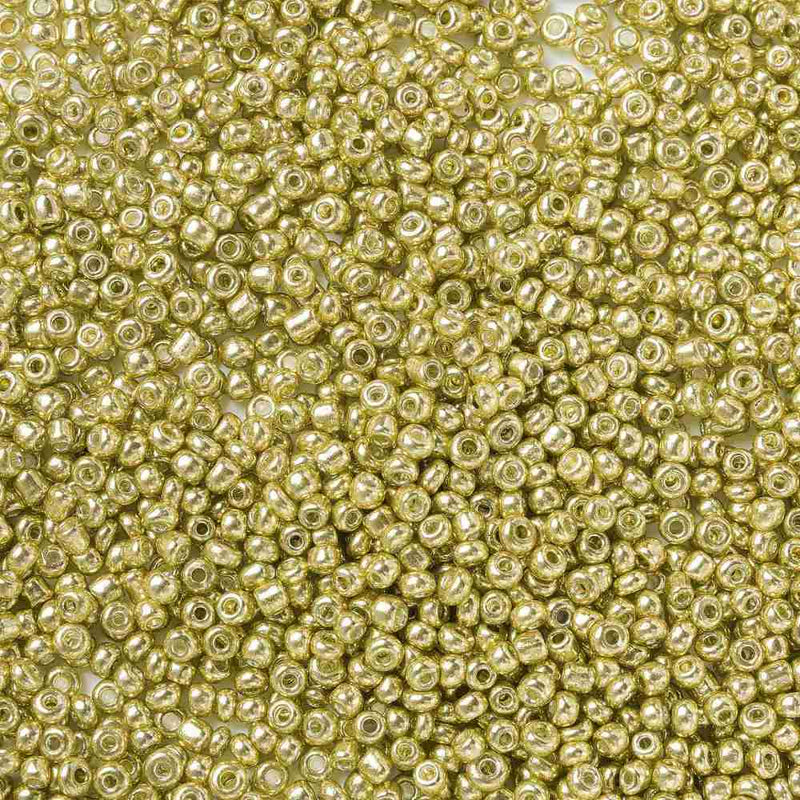 The Bead Store 2mm Glass Seed Beads 20g Metallic Gold