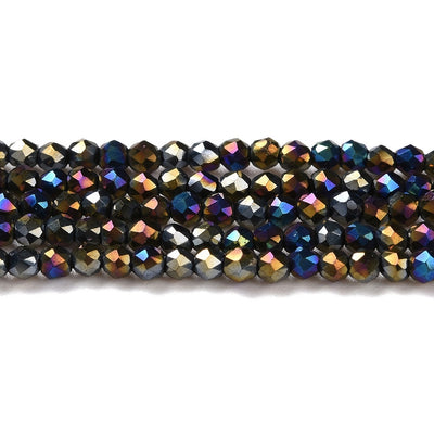The Bead Store 2mm Round Faceted Glass Beads Black AB approx. 180 beads / string