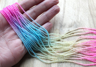 The Bead Store 2mm Round Faceted Glass Beads Brighter Colours Mix approx. 180 beads / string