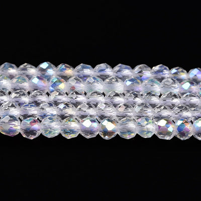 The Bead Store 2mm Round Faceted Glass Beads Crystal AB approx. 180 beads / string